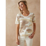 Pull Daxon by - Pull jacquard intarsia manches courtes