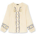 Chemises sur Grenoble : Chemise Daxon by - Blouse boutonn&eacute;e brod&eacute;e avec lin Beige
