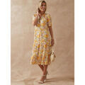 Robe Daxon by - Robe longue &agrave; volants femme Jaune