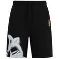 Short HUGO SHORT NOIR DIFLOWOS RELAXED EN COTON M&Eacute;LANG&Eacute; AVEC MOTIF Noir