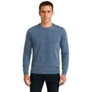 Pull Billtornade - Pull col bouton &eacute;paule acidwash - bleu Bleu