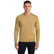 Pull Billtornade - Pull col bouton &eacute;paule acidwash - humus Jaune