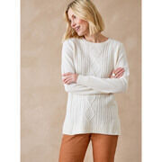 Pull Daxon by - Pull &agrave; torsades encolure ronde Beige