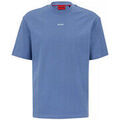 T-shirt HUGO T-SHIRT BLEU RELAXED FIT EN JERSEY DE COTON &Agrave; LOGO IMPRIM&Eacute; D Bleu Grenoble