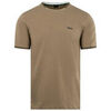 T-shirt BOSS T-SHIRT TAUL EN COTON STRETCH &Agrave; RAYURES ET LOGO TAUPE Beige