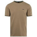 T-shirt BOSS T-SHIRT TAUL EN COTON STRETCH &Agrave; RAYURES ET LOGO TAUPE Beige Grenoble