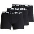 Lingerie homme sur Grenoble : Boxers Jack & Jones 12081832 - 3 PACK-BLACK/BLACK WAISTBAND Noir
