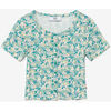T-shirt enfant Le Temps des Cerises Top yzygi &agrave; motif floral vert Bleu