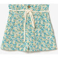 Short sur Grenoble : Short Le Temps des Cerises Short lamet &agrave; motif fleuri vert et bleu Bleu