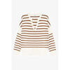 Pull Le Temps des Cerises Pull lobelie &agrave; rayures marron Blanc