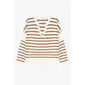 Pull Le Temps des Cerises Pull lobelie &agrave; rayures marron Blanc