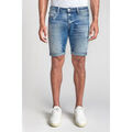 Short Le Temps des Cerises Bermuda landres en jeans bleu d&eacute;lav&eacute; destroy Bleu Grenoble