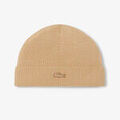 Bonnet Lacoste Bonnet laine revers c&ocirc;tel&eacute; beige Beige