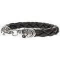 Bracelets Orusbijoux Bracelet Homme Cuir Noir T&ecirc;te De Mort En Argent Noir Grenoble