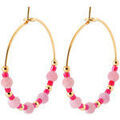 Boucles d'oreille sur Grenoble : Boucles oreilles Brillaxis Cr&eacute;oles plaqu&eacute; or et tourmaline rose Jaune