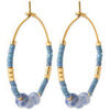 Boucles oreilles Brillaxis Cr&eacute;oles pierres bleues acier dor&eacute; Jaune