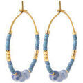 Boucles oreilles Brillaxis Cr&eacute;oles pierres bleues acier dor&eacute; Jaune Grenoble