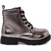 Bottines Pisamonas Bottes Fille Lacets Garval�n Style Militaire Argent&eacute;