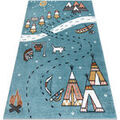Tapis Rugsx Tapis FUN Indian pour enfants, village indien, 120x170 cm Bleu 120x170 cm. . Maison & D&eacute;co > Tapis.