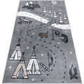 Tapis Rugsx Tapis FUN Indian pour enfants, village indien, 80x150 cm Gris 80x150 cm. . Maison & D&eacute;co > Tapis. Grenoble
