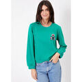 Pull La Fiancee Du Mekong Sweat brod&eacute; coton biologique uni GUSTAVO Vert