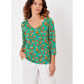 T-shirt La Fiancee Du Mekong Tee-shirt coton flamm&eacute; bio imprim&eacute; manches 3/4 GIANA Vert Grenoble
