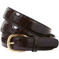 Ceintures sur Grenoble : Ceinture Daxon by - Ceinture cuir r&eacute;glable aspect croco Marron