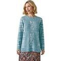 Pull Daxon by - Pull &agrave; torsades encolure ronde Bleu