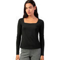 T-shirt Admas Top manches longues col carr&eacute; Cuadrado Noir