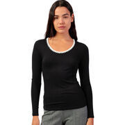 T-shirt Admas Top manches longues col rond Canale Contraste