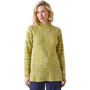 Pull Daxon by - Pull col montant maille torsad&eacute;e Vert