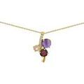 Collier Brillaxis Collier am&eacute;thyste rhodolite quartz oz or jaune Jaune