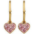 Boucles oreilles Brillaxis Cr&eacute;oles or 9 carats pampille coeur Jaune Grenoble