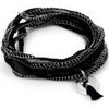 Bracelets Brillaxis M&eacute;daille acier et pompon noir Blanc