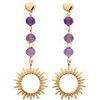 Boucles oreilles Brillaxis Boucles d'oreilles soleil et am&eacute;thyste Jaune