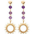 Boucles oreilles Brillaxis Boucles d'oreilles soleil et am&eacute;thyste Jaune Grenoble