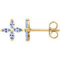 Boucles d'oreille sur Grenoble : Boucles oreilles Brillaxis Boucles d'oreilles fleurs or oxydes bleus