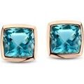 Boucles d'oreille sur Grenoble : Boucles oreilles Brillaxis Boucles d'oreilles or rose 18 carats topaze London Blue