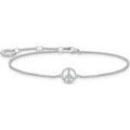 Bracelets Thomas Sabo Bracelet argent symbole peace empierr&eacute; Blanc