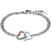 Bracelets Lotus Bracelet acier 2 coeurs pierres multicolores