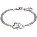 Bracelets Lotus Bracelet acier 2 coeurs pierres multicolores