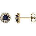 Boucles oreilles Brillaxis Boucles d'oreilles or jaune saphirs diamants Grenoble