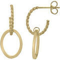 Boucles oreilles Brillaxis Demi cr&eacute;oles torsad&eacute;es or jaune pampille ovale Jaune Grenoble