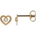Boucles d'oreille sur Grenoble : Boucles oreilles Brillaxis Boucles d'oreille coeur et oxydes or jaune 18k