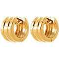 Boucles oreilles Brillaxis Cr&eacute;oles structur&eacute;e 3 bandes plaqu&eacute; or Jaune Grenoble