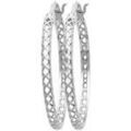 Boucles d'oreille sur Grenoble : Boucles oreilles Brillaxis Cr&eacute;oles motif croisillon argent rhodi&eacute; Blanc