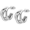 Boucles oreilles Lotus Cr&eacute;oles style trois anneaux acier inoxydable Blanc