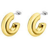 Boucles oreilles Lotus Cr&eacute;oles &eacute;paisse et moderne en acier dor&eacute; Jaune