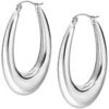 Boucles oreilles Lotus Cr&eacute;oles ovales et modernes acier inoxydable Blanc