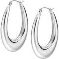 Boucles oreilles Lotus Cr&eacute;oles ovales et modernes acier inoxydable Blanc Grenoble